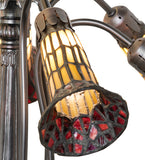 24"W Stained Glass Honey & Red Pond Lily 12 Lt Chandelier
