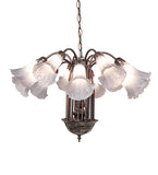 24"W Gray Tiffany Pond Lily 12 Lt Chandelier