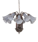 24"W Gray Tiffany Pond Lily 12 Lt Chandelier