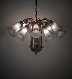 24"W Gray Tiffany Pond Lily 12 Lt Chandelier