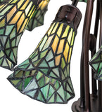 24"W Stained Glass Yellow & Green Pond Lily 12 Lt Chandelier