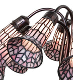 24"W Stained Glass Pink Pond Lily 12 Lt Chandelier