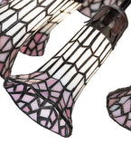 24"W Stained Glass Pink & White Pond Lily 12 Lt Chandelier