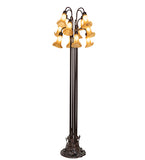 63"H Amber Tiffany Pond Lily 12 Lt Floor Lamp