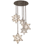 36"W Moravian Star 5 Lt Cascading Pendant