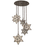 36"W Moravian Star 5 Lt Cascading Pendant