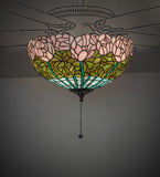 16"W Tiffany Cabbage Rose Fan Light Fixture