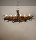 32"L Twigs 6 Lt Oblong Chandelier