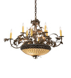 42"L Greenbriar Oak 8 Arm Chandelier