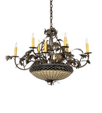 42"L Greenbriar Oak 8 Arm Chandelier