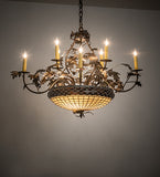 42"L Greenbriar Oak 8 Arm Chandelier