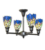 24"W Iris Revival 4 Lt Chandelier