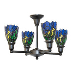 24"W Iris Revival 4 Lt Chandelier