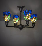 24"W Iris Revival 4 Lt Chandelier