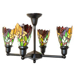 24"W Iris Revival 4 Lt Chandelier