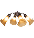 19"W Amber Tiffany Pond Lily 4 Lt Fan Light