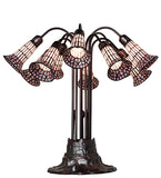 24"H Stained Glass Pink Pond Lily 10 Lt Table Lamp