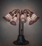 24"H Stained Glass Pink Pond Lily 10 Lt Table Lamp