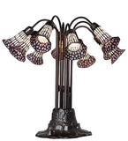 24"H Stained Glass Pink & White Pond Lily 10 Lt Table Lamp