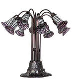 24"H Stained Glass Pink & White Pond Lily 10 Lt Table Lamp