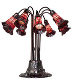 24"H Stained Glass Red Pond Lily 10 Lt Table Lamp
