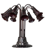 24"H Stained Glass Red Pond Lily 10 Lt Table Lamp