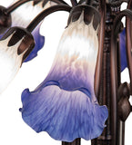 24"W Blue/White Tiffany Pond Lily 12 Lt Chandelier