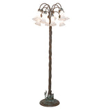 61"H White Tiffany Pond Lily 12 Lt Floor Lamp