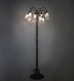 61"H White Tiffany Pond Lily 12 Lt Floor Lamp