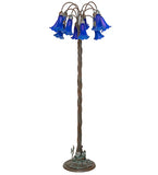 61"H Blue Tiffany Pond Lily 12 Lt Floor Lamp
