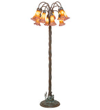 61"H Amber/Purple Tiffany Pond Lily 12 Lt Floor Lamp