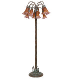 61"H Amber/Purple Tiffany Pond Lily 12 Lt Floor Lamp