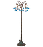 61"H Pink/Blue Tiffany Pond Lily 12 Lt Floor Lamp