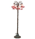 61"H Lavender Tiffany Pond Lily 12 Lt Floor Lamp