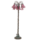 61"H Lavender Tiffany Pond Lily 12 Lt Floor Lamp