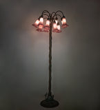 61"H Lavender Tiffany Pond Lily 12 Lt Floor Lamp