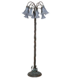 61"H Gray Tiffany Pond Lily 12 Lt Floor Lamp