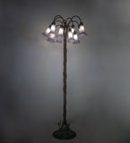 61"H Gray Tiffany Pond Lily 12 Lt Floor Lamp