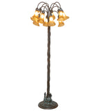 61"H Amber Tiffany Pond Lily 12 Lt Floor Lamp