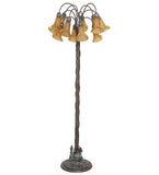 61"H Amber Tiffany Pond Lily 12 Lt Floor Lamp