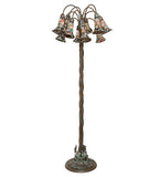61"H Stained Glass Pond Lily 12 Lt Floor Lamp
