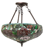 17"W Tiffany Peony Inverted Semi-Flushmount
