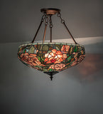 17"W Tiffany Peony Inverted Semi-Flushmount