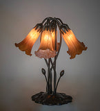 16"H Amber Tiffany Pond Lily 5 Lt Table Lamp