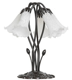 16"H White Tiffany Pond Lily 5 Lt Table Lamp