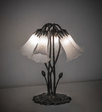 16"H White Tiffany Pond Lily 5 Lt Table Lamp