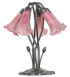 16"H Lavender Tiffany Pond Lily 5 Lt Table Lamp