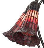 16"H Stained Glass Red Pond Lily 5 Lt Table Lamp