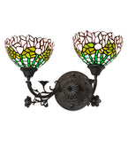 19"W Tiffany Cabbage Rose 2 Lt Wall Sconce