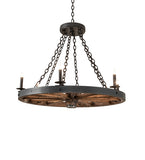 38"W Wagon Wheel 6 Lt Chandelier